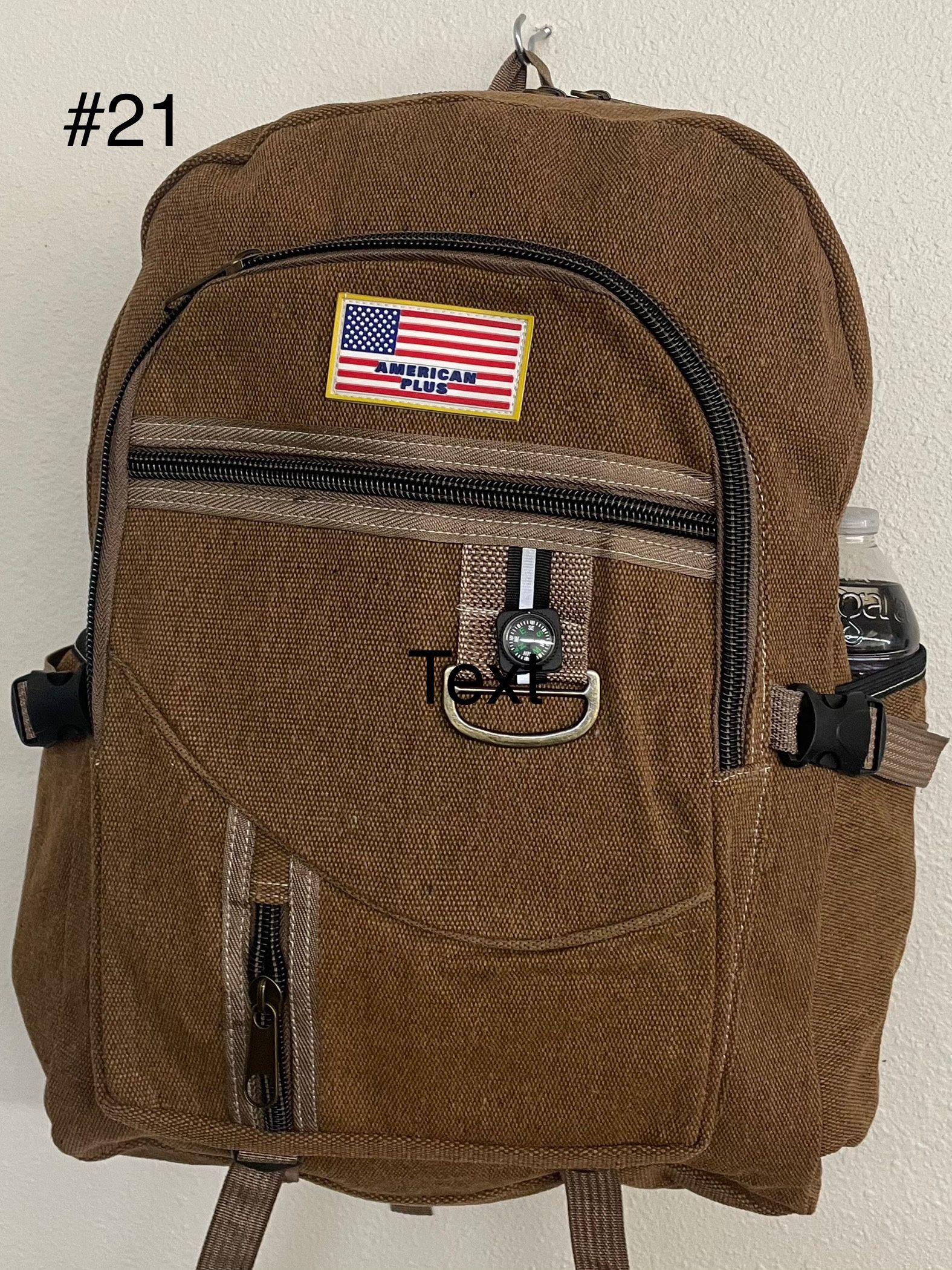 Each Large Cotton Canvas Hiking Backpack 21”/14”7”