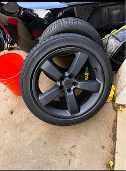Matte Black 20in 5-Spoke Wheels with Goodyear Tires