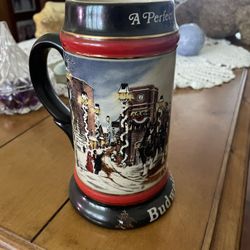 Vintage Collectible 1992 Budweiser "A Perfect Christmas" Holiday Beer Stein 