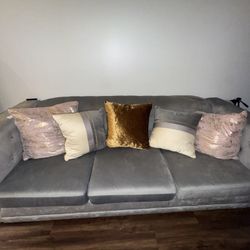 Gray Couch With Studs 