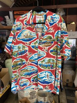 Barefoot In Paradise Hawaiian Shirt Red Ocean Short Sleeve Men's
