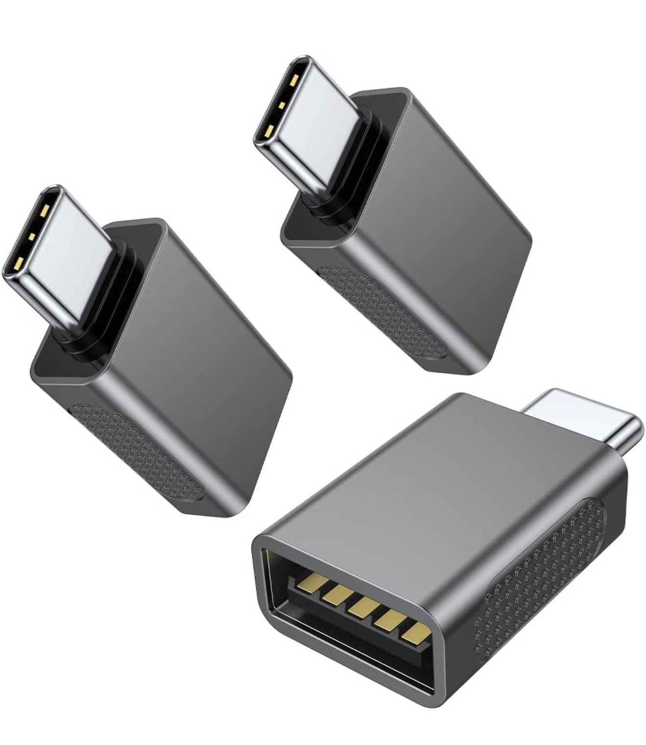 AuviPal 10Gbps USB C to USB Adapter (3 Pack), USB 3.2 Gen 2 Fit Side by Side, USB C Male to USB A Female Converter for iPhone 16 15 Series, iPad, MacB