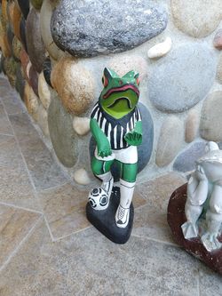 Lawn ornament soccer frog