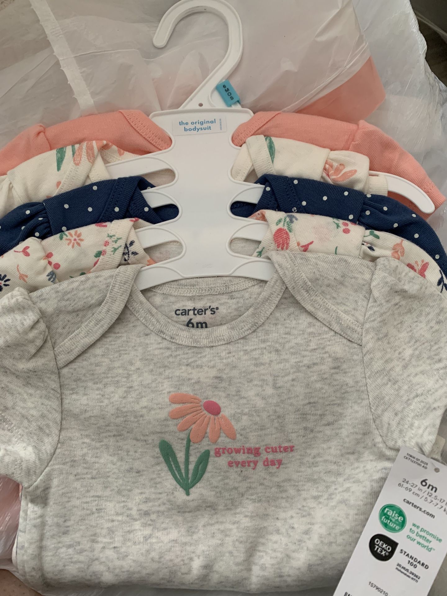 5 Carters 6mo Girl Bodysuits