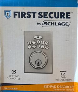 First Secure by Schlage Truss Keypad Electronic Deadbolt in Stainless Steel

