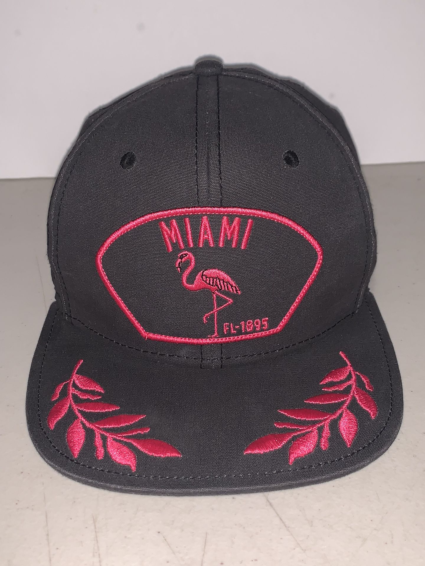 Goorin Bros Miami Snapback Hat Black Neon Pink Embroidered Patch Retired