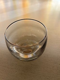 Small "Roly Poly" punch cup, smoked glass, Mid-Century Modern style, 2 3/8 inches.