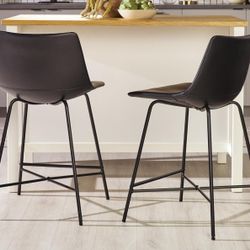 Brand New Bar Stools Leather - New In Box - Set Of 2