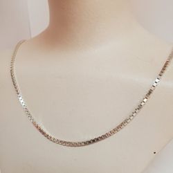 New silver .925 chain, cube link, 30" long