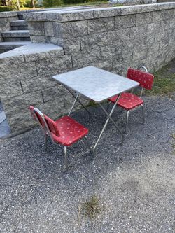 Children’s Vintage Table And Two Chairs 