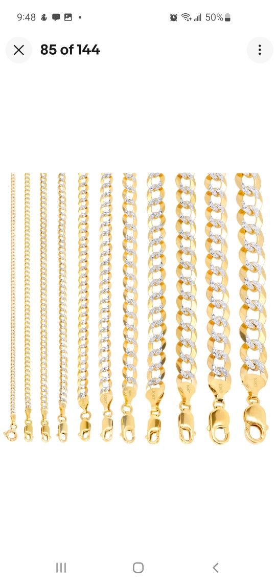 10k Gold Two Tone 10mm 9 Inch Diamond Cut 13.7 Grams Solid Heavy Curb Chain Bracelet