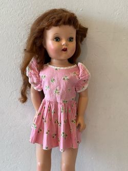 Raving Beauty Doll 1950s auburn hair sleepy blue eyes 20” open mouth teeth marked 210