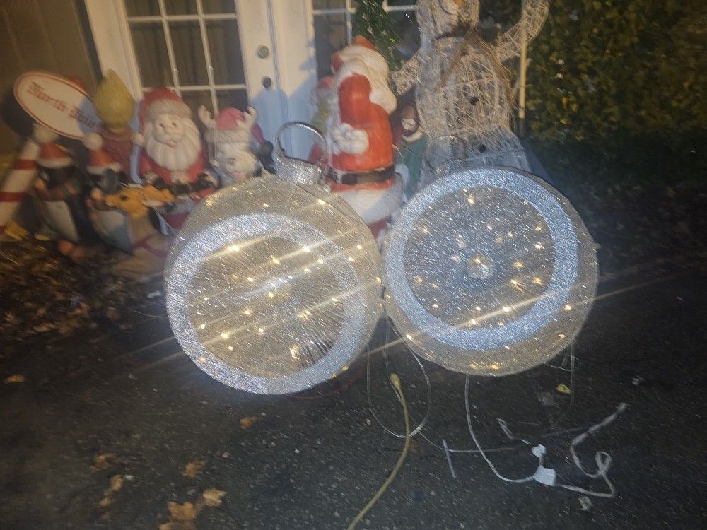 Price Is Firm. Two Beautiful Outdoor Christmas Balls Lawn Decorations