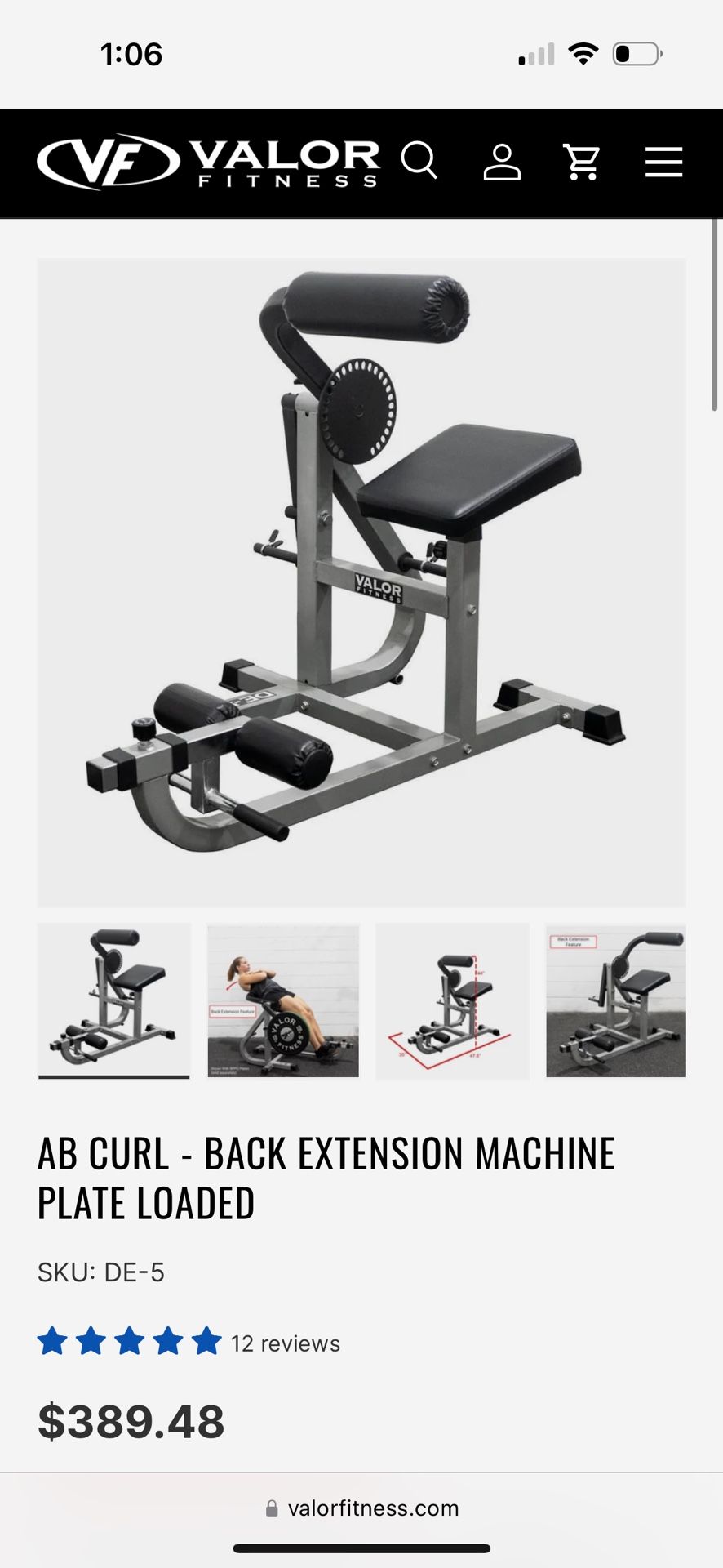 Valor Fitness Ab/back Extension