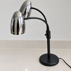 Double Gooseneck Metal Lamp Flexible Reading Art Deco Lamp Works 27” Heavy Vtg.