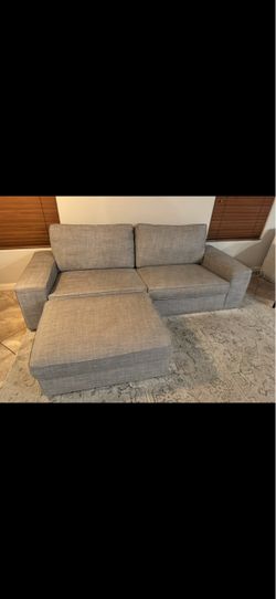 Gray Fabric Sofa with Chaise Ottoman