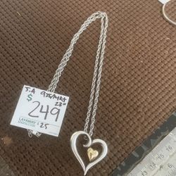 James Avery Silver Gold Joy of My Heart Chain With Pendant