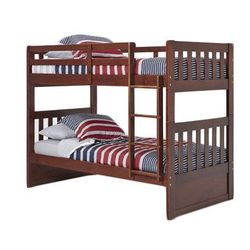 Rich real wood cherry bunk bed with ladder