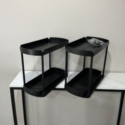 2 Pack Multi Purpose Pull Out Storage Organizer Under Sink Black 
