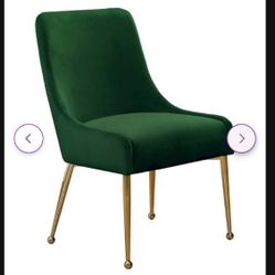 Two Pieces Brand New Dining Chair Set Accent Chair Wingback Chair Brand New Vanity Chair Two Pieces In The Box Green Velvet Chair Green Chair Gold Leg