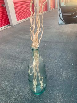 Glass Vase with Curly Willow Branches