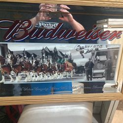 Budweiser Clydesdale firefighter mirror 36 1/2 x 27