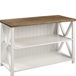 19-0. Walker Edison 2 Tier Modern Farmhouse Wood Bookcase Bookshelf Storage Home Office Storage Cabinet