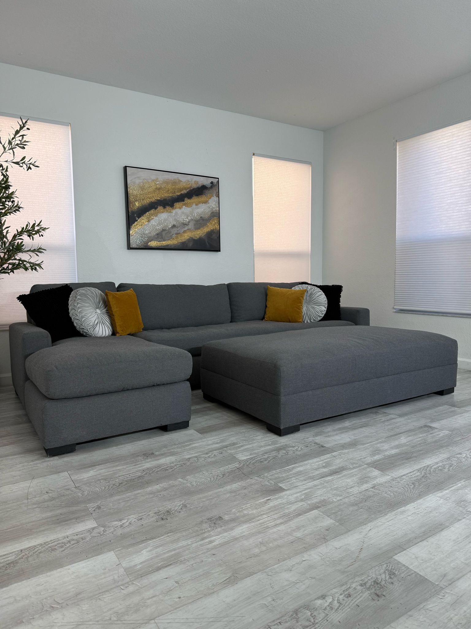 Restoration Hardware Sectional Gray Fabric Maxwell Model Ottoman FREE DELIVERY