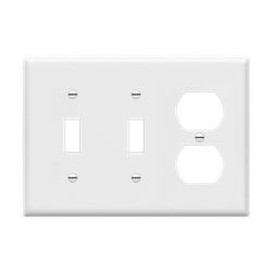 ENERLITES - Combination Three-Gang Wall Plate – 2 Toggles and Duplex Receptacle - WHITE