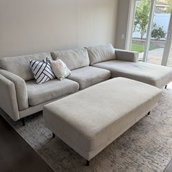Living Spaces Aquarius II Sectional and Ottoman
