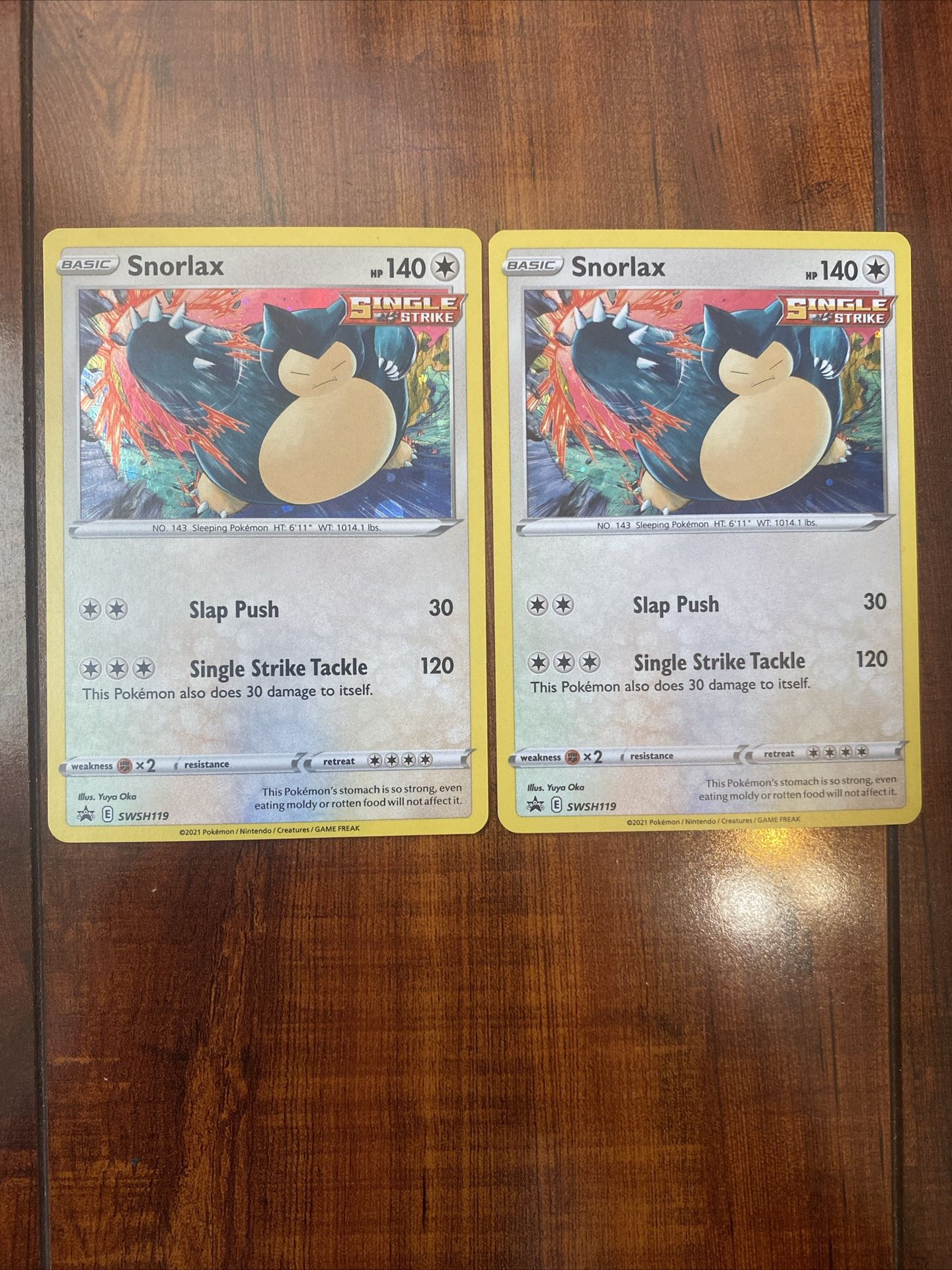 Pokemon Snorlax SWSH119 Black Star Promo Chilling Reign Cosmos Holo Lot of 2 LP