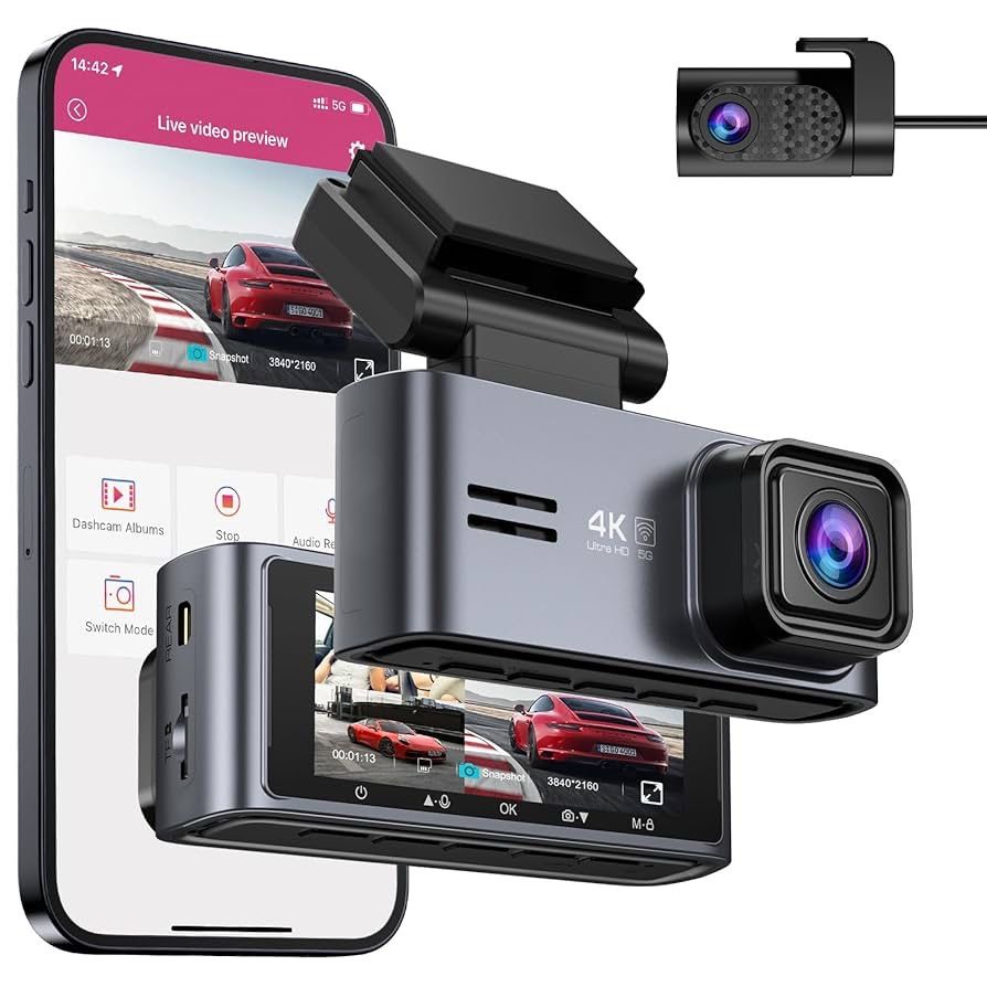 OMBAR Dash Cam Front and Rear 5G WiFi, Dash Cam 4K/2K/1080P+1080P, Dash Camera for Cars with 3.18" LCD Screen, Dashcam Car Camera with WDR Night Visio