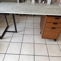 CB2 Fullerton Mid Century Modern Desk Top Marble.
