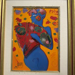 Peter Max  Named - Fan Dancer Porcelain Plaque Franklin Mint 13x16 total size