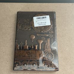 Vintage Steampunk Train Clock PU Leather Hard Cover Journal - Bronze