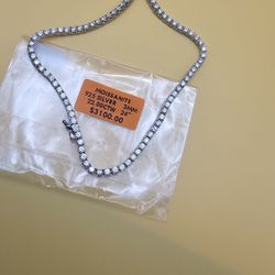 🧊💎 24” Moissanite Tennis Chain – Rhodium Platinum Over 925 Silver 💎🧊