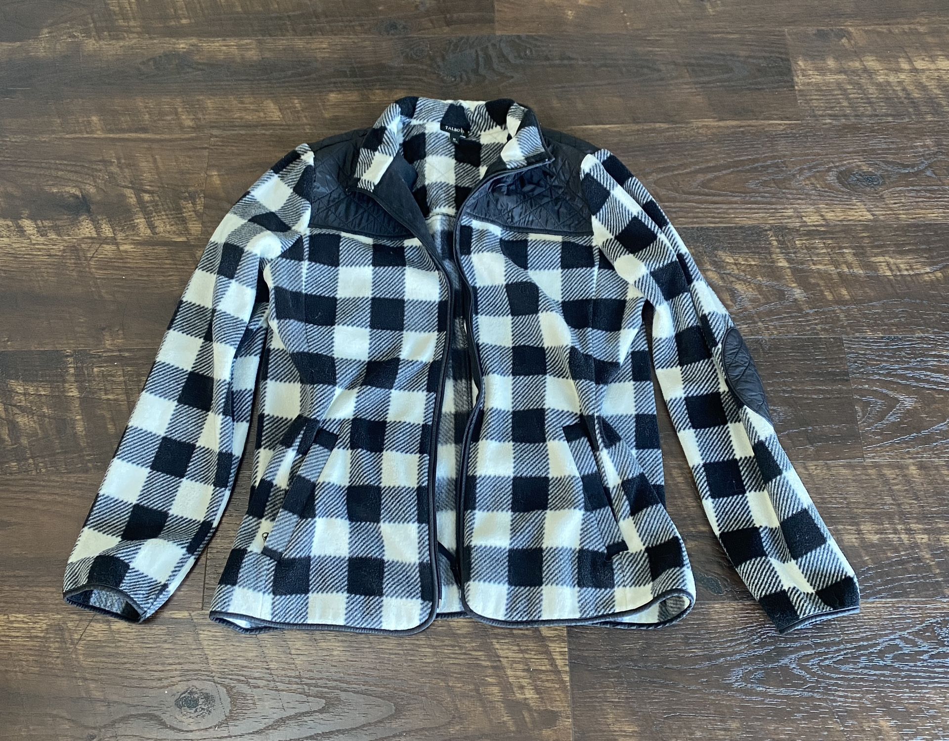 Talbots Fleece Plaid Coat Jacket Sweatshirt