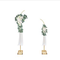 (505050-61) Metal Wedding Arch Backdrop Stand Set of 2, Gold Curved Top Wedding Arch Frames (7.2FT/6FT),Wedding Arches for Ceremony, Birthday, Anniver
