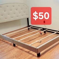 Queen Upholstered Low Profile Bed Frame 