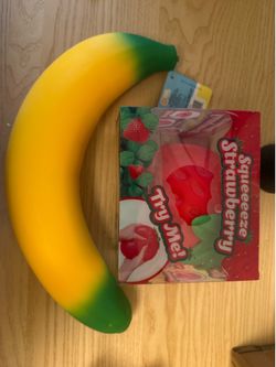 Sunny Days Jumbo Squeezy Strawberry & Banana Squishy Set Of 2💖💛