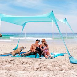 Sun Ninja Beach Tent Shelter XL 8 Person 10 x 10  with UPF50+ Protection