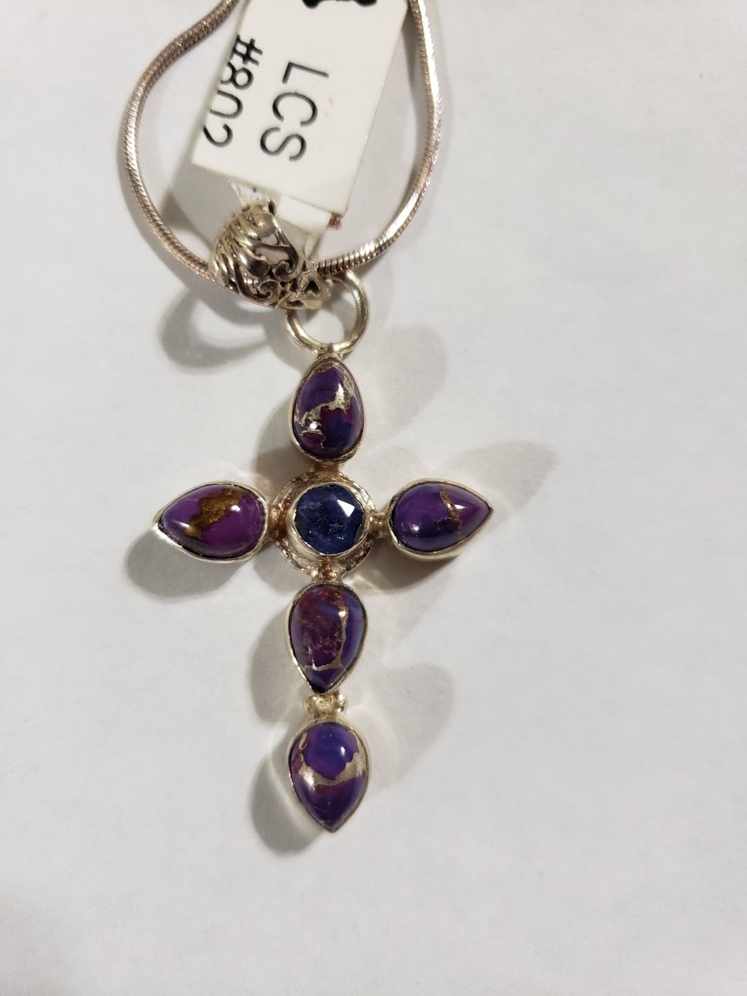 Purple Copper Turquoise Cross Pendant