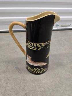 Elephant and Tiger Ceramic Pitcher