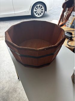 Rustic Wooden Planter Box – Barrel Style