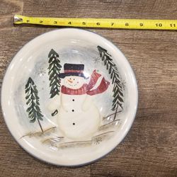 Royal Seasons Snowman Bowl Microwave And Dishwasher Safe Ceramic 8" Christmas
