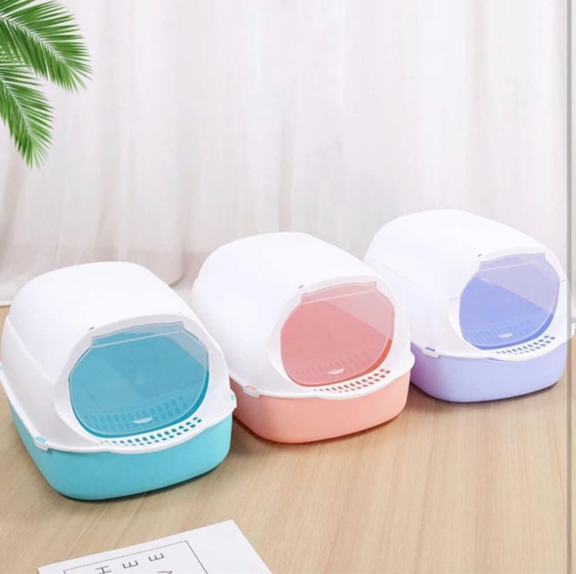 Cat Litter Box Fully Enclosed Cat Toilet with Door Large Cat Litter Pan Cat Potty with Cat Litter Scoop Anti-Splash Kitten House Litter Boxes Pet Supp