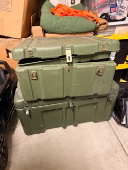 Military Style Hard Plastic Storage Cases Set of 2