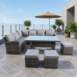 Brand New 9-Seat Outdoor Sectional Set – 6-Piece Configuration