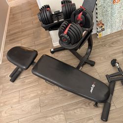 Bowflex Dumbbells (pair) With Bowflex Stand And sa-get Bench  