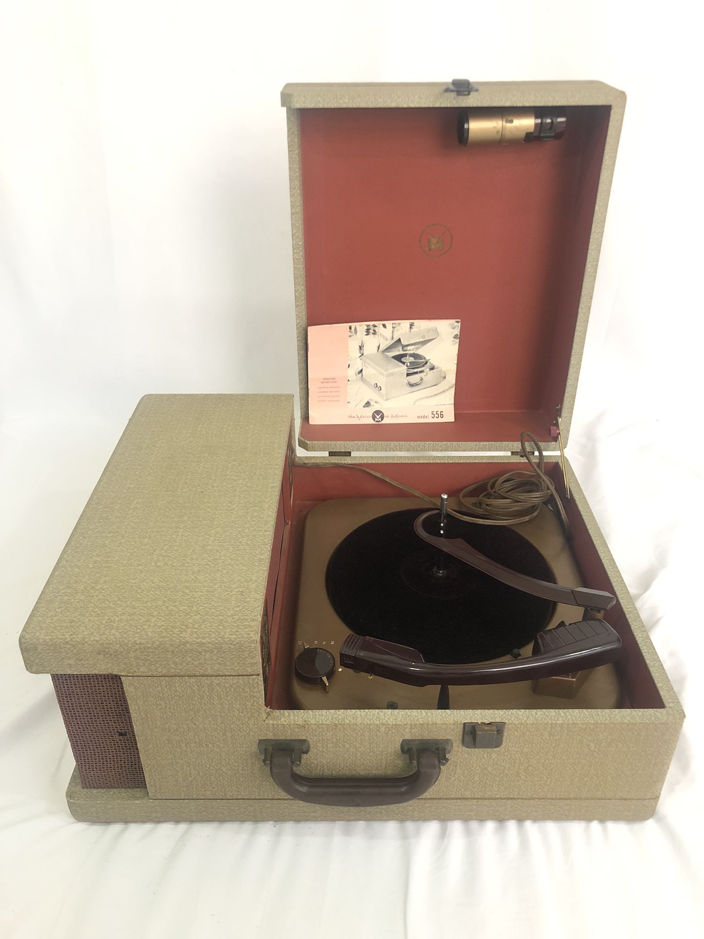 The Voice of Music Vintage V-M Tri-O-Matic model 556 Record Player W/ Owners Manual